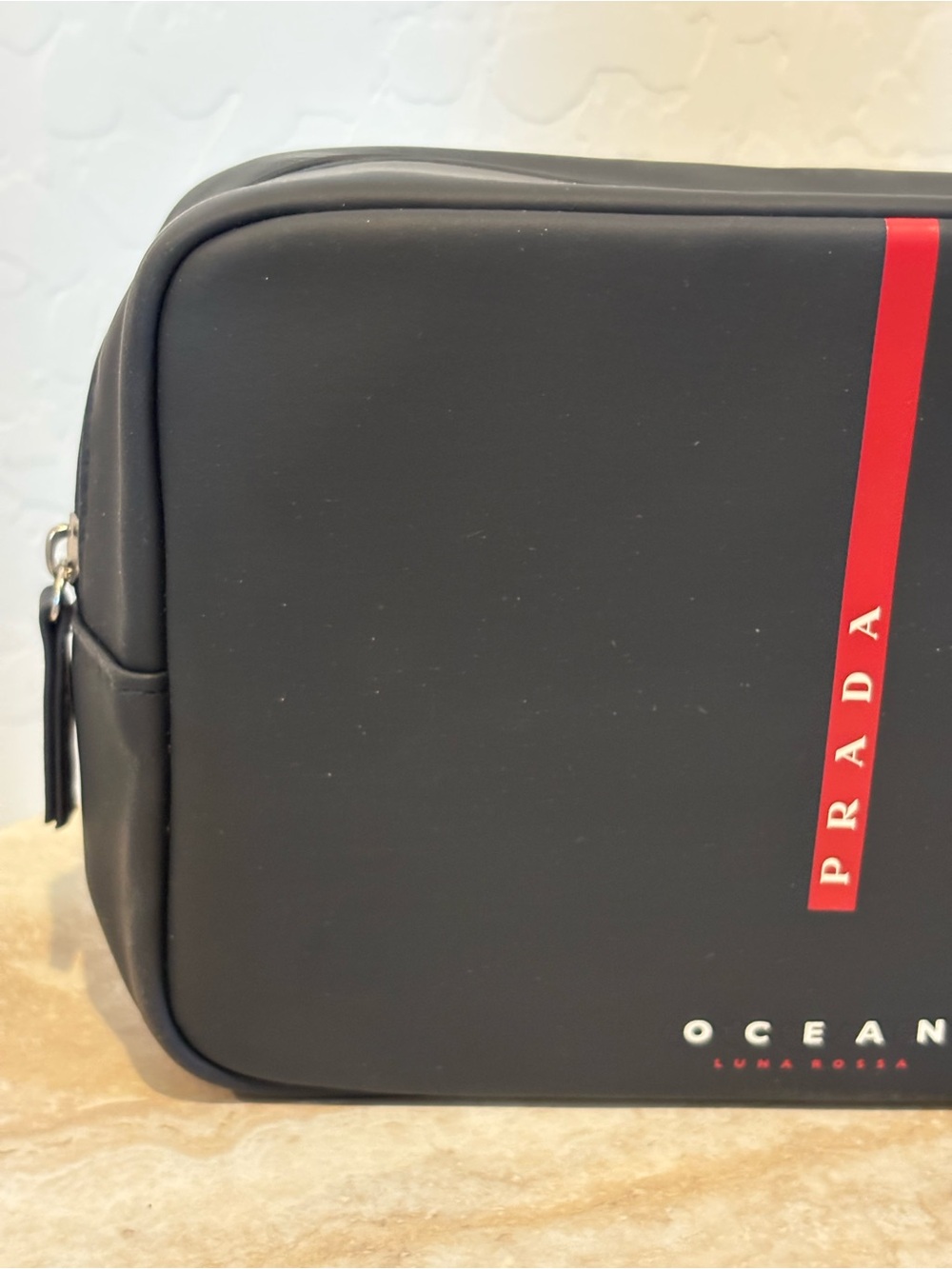 Prada Black Toiletry Bag with Red Stripe - Picture 2 of 12